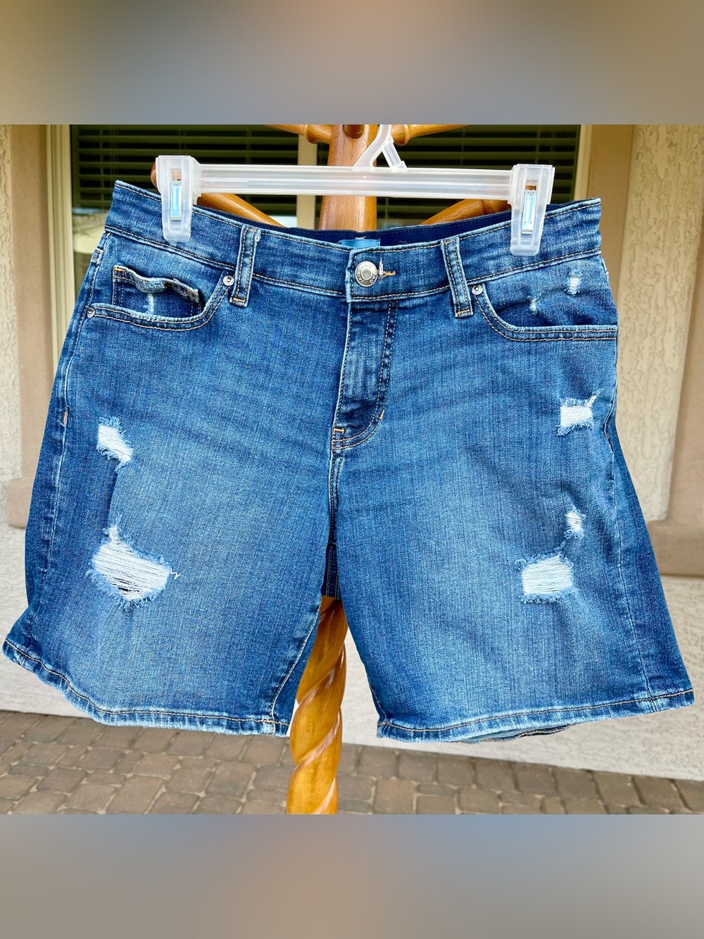 Jag Dark Wash Distressed Denim Women's Shorts